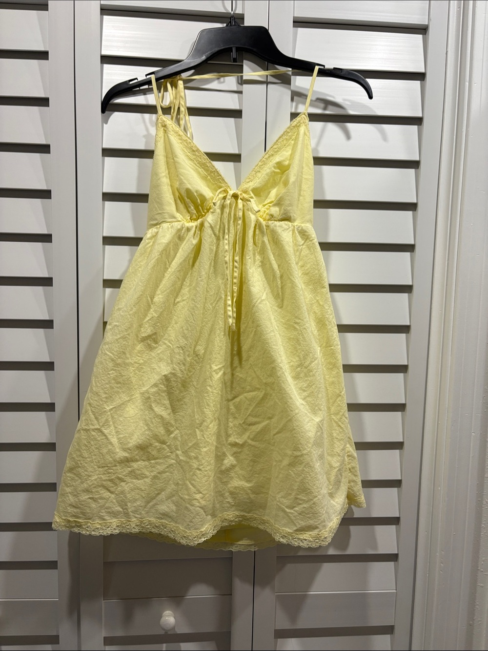 Yellow Babydoll Sundress with lace Trim